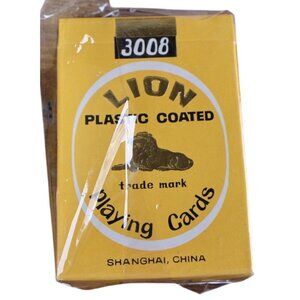 Lion 3008 Plastic-Coated Playing Cards Deck Shanghai China Vintage Souvenir